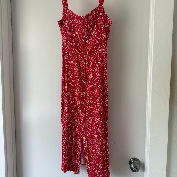 Reformation Red Floral Persimmon Midi Dress - Size 6 - Picture 3 of 5